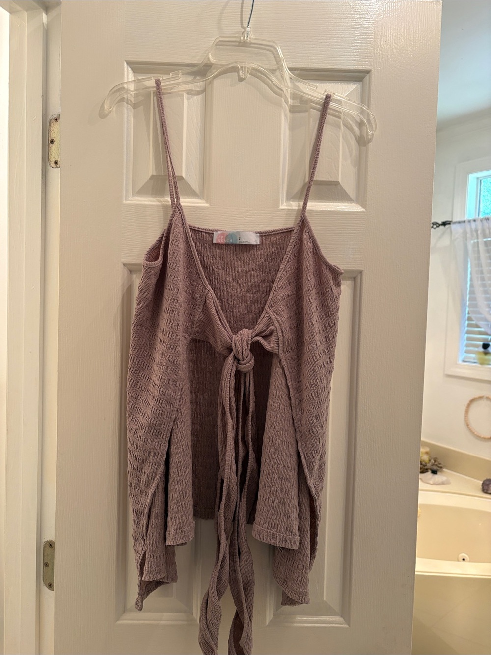Free People Mauve Knit Tie-Front Beach Coverup